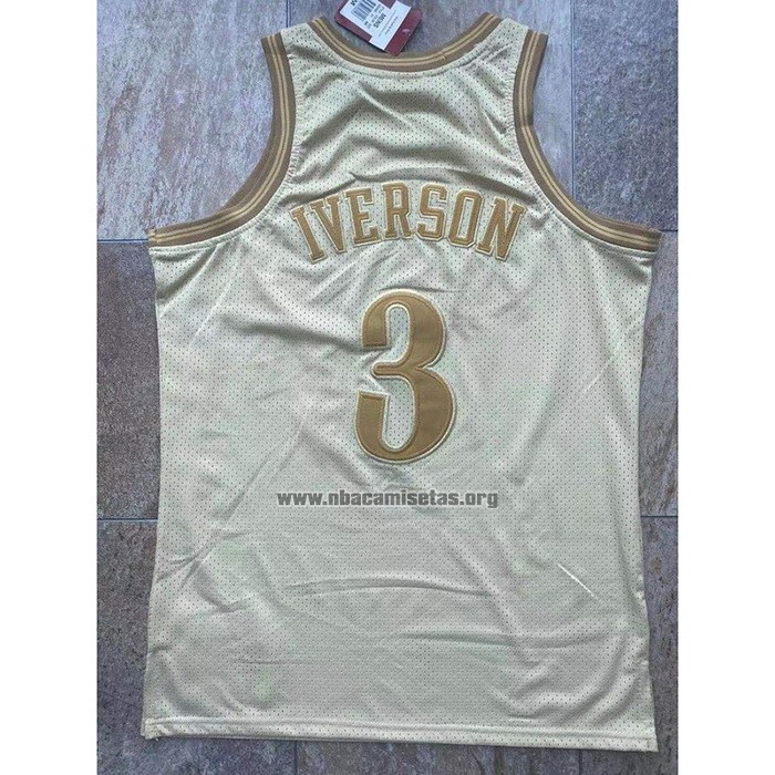 Camiseta Philadelphia 76ers Allen Iverson NO 3 Mitchell & Ness 2000-01 Oro